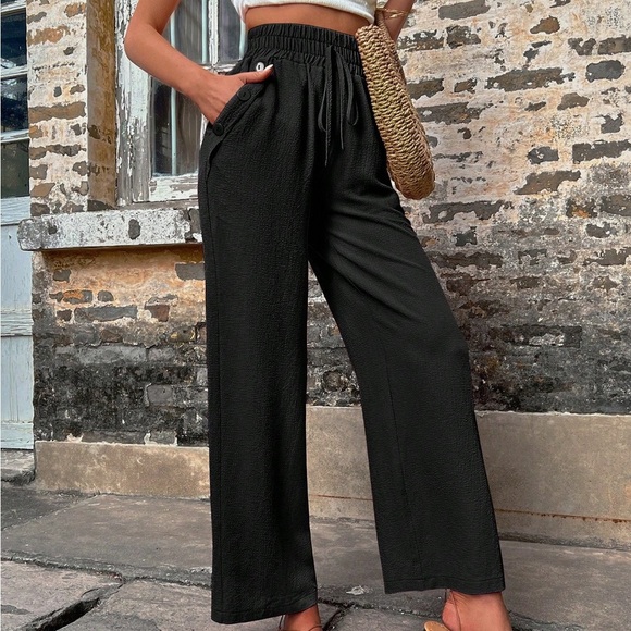 Minimalist Pocket tapered Linen Pants black - Picture 1 of 5